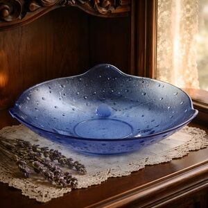 Vintage 3 Footed Hobnail Glass Cobalt Blue Bowl